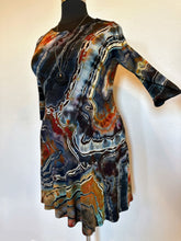 Load image into Gallery viewer, Custom Reverse Geode 3/4 Sleeve Dress with Pockets in ‘Midnight Jasper’ for Stephanie
