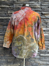 Load image into Gallery viewer, Women’s Large (can fit an XL too) Oversized Geode Corduroy Long Sleeve Button Up Shirt with Pockets in ‘Rustic Rainbow’