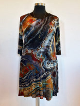 Load image into Gallery viewer, Custom Reverse Geode 3/4 Sleeve Dress with Pockets in ‘Midnight Jasper’ for Stephanie