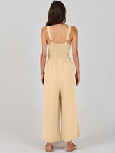 Load image into Gallery viewer, Women’s XL Geode Rayon Linen Wide Leg Strappy Jumpsuit with Pockets in ‘Turkey Tail Mushroom Variation #2’