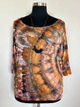Load image into Gallery viewer, Custom 3/4 Sleeve Dolman Top in ‘Pheasant Feathers’ for Heather