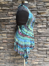 Load image into Gallery viewer, Women’s Large Hand-Sewn ‘Mantra’ Halter Style Flowy Asymmetrical Tank Top in ‘Dark Enchantment’