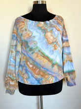 Load image into Gallery viewer, Custom Off Shoulder Sweatshirt in ‘Blue Gray’ for Denise