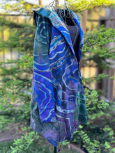 Load image into Gallery viewer, Custom Reverse Geode Dress in ‘Midnight Sapphire’ and Reverse Geode Hooded Sweatshirt Cardigan in ‘Abalone’ for Kari