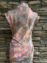 Load image into Gallery viewer, Women’s Small Geode Mockneck Bodycon Maxi Dress with Side Ruching in ‘Smoke & Roses’