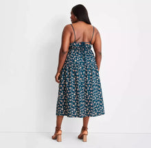 Load image into Gallery viewer, Women’s 3X Reverse Geode Jenny K Lopez Rope Tie Ruched Midi Dress with Pockets in ‘Fire on the Mountain’