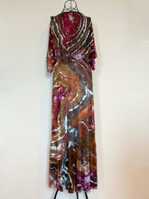 Load image into Gallery viewer, Women’s Medium Geode Boho Maxi Dress in ‘Black Cherry & Brazilnut’