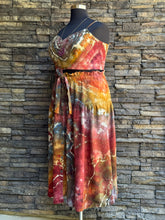 Load image into Gallery viewer, Women’s XL Geode Rayon/Linen 2 Piece Midi Skirt with Pockets & Cropped Bralette Tank Top Set in ‘Rustic Rainbow’