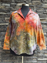 Load image into Gallery viewer, Women’s Large (can fit an XL too) Oversized Geode Corduroy Long Sleeve Button Up Shirt with Pockets in ‘Rustic Rainbow’