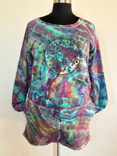 Load image into Gallery viewer, Women’s XL (fits closer to a large) Geode Sun Tarot Slouchy Pullover and Shorts Lounge Set in ‘Cosmic’