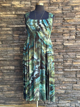 Load image into Gallery viewer, Women’s Large/XL Geode Ballet Midi Square Neck Dress with Pockets in ‘Moss Agate’