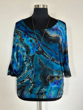 Load image into Gallery viewer, Women’s 2X Reverse Geode 3/4 Sleeve Off Shoulder Dolman Top in ‘Midnight Sapphire’