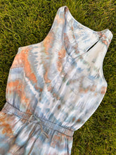 Load image into Gallery viewer, Women’s Large Upcycled Tencel Chambray Racerback Jumpsuit in ‘Blue Gray Twist’
