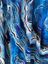 Load image into Gallery viewer, Custom Reverse Geode Dress in ‘Midnight Sapphire’ and Reverse Geode Hooded Sweatshirt Cardigan in ‘Abalone’ for Kari