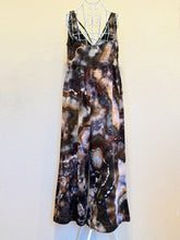 Load image into Gallery viewer, Women’s XL Geode Rayon Linen Wide Leg Strappy Jumpsuit with Pockets in ‘Turkey Tail Mushroom Variation #2’