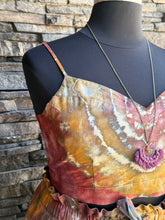 Load image into Gallery viewer, Women’s XL Geode Rayon/Linen 2 Piece Midi Skirt with Pockets & Cropped Bralette Tank Top Set in ‘Rustic Rainbow’