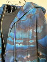 Load image into Gallery viewer, Custom Reverse Geode Hooded Cardigan in ‘Midnight Sapphire’ for Ashley