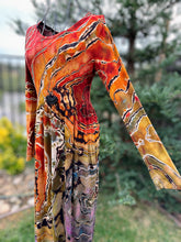 Load image into Gallery viewer, Custom Reverse Geode Long Sleeved Maxi Dress with Pockets in ‘Rustic Rainbow’ for Tonya