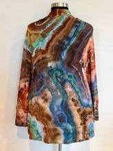 Load image into Gallery viewer, Custom Geode Cardigan with Thumbholes and Pockets in ‘Petrified Wood’ for Desiree