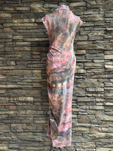 Load image into Gallery viewer, Women’s Small Geode Mockneck Bodycon Maxi Dress with Side Ruching in ‘Smoke & Roses’