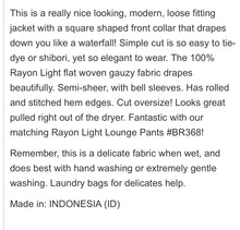 Load image into Gallery viewer, Women’s 2X 100% Rayon Waterfall Kimono Jacket in ‘Teal Gold’