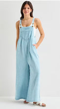 Load image into Gallery viewer, Women’s Large 100% Cotton Gauze Wide-Leg Overalls in ‘Boulder Turquoise’