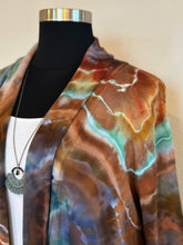 Load image into Gallery viewer, Custom Geode Cardigan with Thumbholes and Pockets in ‘Petrified Wood’ for Desiree