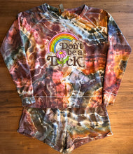 Load image into Gallery viewer, Custom Geode ‘Don’t Be A D*ck’ Lounge Set in ‘Rustic Rainbow’ for Amber