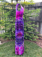 Load image into Gallery viewer, Custom Blue Rayon Dress, Reverse Geode Maxi Dress & Reverse Geode Mini Skirt for Jessica