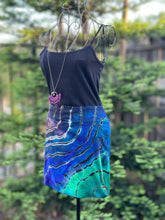 Load image into Gallery viewer, Custom Blue Rayon Dress, Reverse Geode Maxi Dress & Reverse Geode Mini Skirt for Jessica