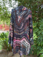 Load image into Gallery viewer, Custom Reverse Geode Surplice Maxi Dress, Reverse Geode Hooded Cardigan and Reverse Geode Bell Sleeve Kimono for Cassie