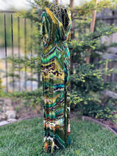 Load image into Gallery viewer, Custom Reverse Geode Surplice Maxi Dress, Reverse Geode Hooded Cardigan and Reverse Geode Bell Sleeve Kimono for Cassie