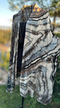 Load image into Gallery viewer, Custom Geode Sleeveless Cardigan in ‘Black and Tan’ for Susan