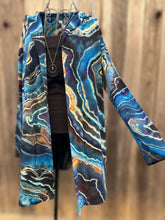 Load image into Gallery viewer, Custom Reverse Geode Surplice Maxi Dress, Reverse Geode Hooded Cardigan and Reverse Geode Bell Sleeve Kimono for Cassie