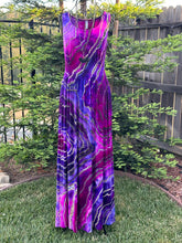 Load image into Gallery viewer, Custom Blue Rayon Dress, Reverse Geode Maxi Dress & Reverse Geode Mini Skirt for Jessica