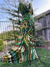 Load image into Gallery viewer, Custom Reverse Geode Surplice Maxi Dress, Reverse Geode Hooded Cardigan and Reverse Geode Bell Sleeve Kimono for Cassie