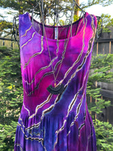 Load image into Gallery viewer, Custom Blue Rayon Dress, Reverse Geode Maxi Dress & Reverse Geode Mini Skirt for Jessica