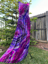 Load image into Gallery viewer, Custom Blue Rayon Dress, Reverse Geode Maxi Dress & Reverse Geode Mini Skirt for Jessica