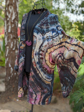 Load image into Gallery viewer, Custom Reverse Geode Surplice Maxi Dress, Reverse Geode Hooded Cardigan and Reverse Geode Bell Sleeve Kimono for Cassie