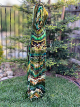 Load image into Gallery viewer, Custom Reverse Geode Surplice Maxi Dress, Reverse Geode Hooded Cardigan and Reverse Geode Bell Sleeve Kimono for Cassie