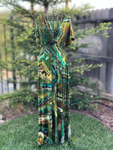 Load image into Gallery viewer, Custom Reverse Geode Surplice Maxi Dress, Reverse Geode Hooded Cardigan and Reverse Geode Bell Sleeve Kimono for Cassie