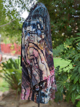 Load image into Gallery viewer, Custom Reverse Geode Surplice Maxi Dress, Reverse Geode Hooded Cardigan and Reverse Geode Bell Sleeve Kimono for Cassie