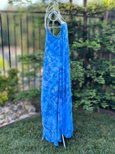 Load image into Gallery viewer, Custom Blue Rayon Dress, Reverse Geode Maxi Dress & Reverse Geode Mini Skirt for Jessica
