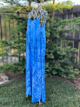 Load image into Gallery viewer, Custom Blue Rayon Dress, Reverse Geode Maxi Dress & Reverse Geode Mini Skirt for Jessica
