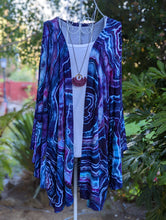 Load image into Gallery viewer, Custom Geode Bell Sleeve Kimono in Fluorite with Added Dark Blues for LeAnne