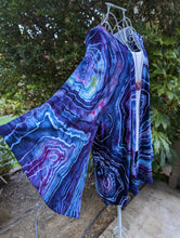 Load image into Gallery viewer, Custom Geode Bell Sleeve Kimono in Fluorite with Added Dark Blues for LeAnne