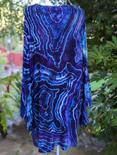 Load image into Gallery viewer, Custom Geode Bell Sleeve Kimono in Fluorite with Added Dark Blues for LeAnne