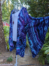 Load image into Gallery viewer, Custom Geode Bell Sleeve Kimono in Fluorite with Added Dark Blues for LeAnne