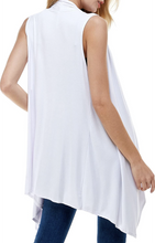 Load image into Gallery viewer, Women's Large Geode Sleeveless Asymmetric Hem Open Front Cardigan in 'Pinot Sage'