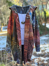 Load image into Gallery viewer, Custom Geode Hooded Sweatshirt Cardigan for Rosie in ‘Earthy Rainbow’